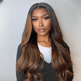 {Soldes Exceptionnels} Perruque Lace Front Cheveux Humains Pré-épilée Mèches Ombrées Miel Brun
