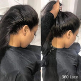 {Soldes Exceptionnels} Perruque Lace Front 360 à Sangles Invisibles, Cheveux Humains Lisses 250%