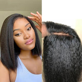 {Vente Exceptionnelle} Perruque Lace Frontale 13x6 3D Cheveux Humains Pré-épilés Kinky Bob Effet Peau Fonte