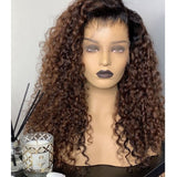{50 % de réduction} Perruque Frontale Ombrée Marron 13X6 Effet Peau avec Ligne de Cheveux Délicate