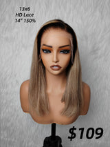 {DERNIÈRE-CHANCE-DE-LIQUIDATION} Perruque Lace Frontale 13x6 HD en Cheveux Naturels avec Dégradé Blond et Ligne de Cheveux Délicate