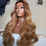 Perruque Lace Front à Ondulations Corporelles, Cheveux Humains, Couleur Ombrée 13x4|13x6