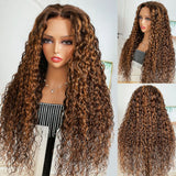 {Vente Flash} Perruque Lace Transparente 4X4/13x4 250% Cheveux Humains Ondulés Perruque Marron Mèches