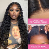 Perruques Wear Go sans colle en dentelle pré-coupée 6x4 Skin Melt Swiss Lace pré-épilée cheveux humains Onde d'eau