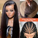 Amina | Perruque Yaki en Cheveux Naturels Vierge Pré-plumée avec Faux Cuir Chevelu et Dentelle Complète