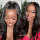 Perruque Lace Front sans colle 13x6 Yaki Lisse avec bonnet ajusté Skin Melt