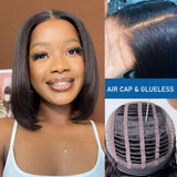 Perruques Bob Yaki à coupe au carré, cheveux naturels, avec closure, sans colle, dentelle suisse Skin Melt, pré-épilées