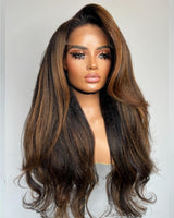 Perruque Yaki ondulée en cheveux humains, bonnet ajusté 9x6/13x6, pré-épilée avec mèches
