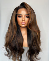 Perruque Yaki ondulée en cheveux humains, bonnet ajusté 9x6/13x6, pré-épilée avec mèches