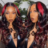 Mya | Perruque Lace Front Cheveux Humains Pré-épilés Ondulés Roux et Blonds Mèches