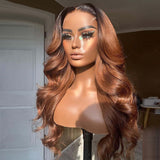 Ebony | Perruque Lace Frontale 360 en Cheveux Humains Brun Cuivré Ombré Fondu