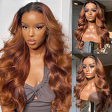 Ebony | Perruque Lace Frontale 360 en Cheveux Humains Brun Cuivré Ombré Fondu
