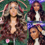 Mya | Perruque Lace Front Cheveux Humains Pré-épilés Ondulés Roux et Blonds Mèches