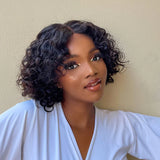 Perruque Lace Front Courte Bouclée et Volumineuse Cheveux Humains 13x4