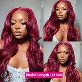 Perruque lace front Jasmine Cherry Cola pré-épilée 13X6 en cheveux humains