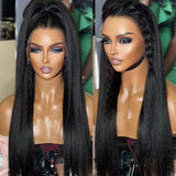 Perruque frontale invisible en dentelle complète 360, effet « fond de teint », avec sangle ajustable et ligne de cheveux délicate, cheveux humains, type Yaki