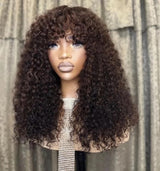 Adelina | Perruque Lace Front Vierge Cheveux Naturels Pré-Épilée | Bouclée Avec Frange