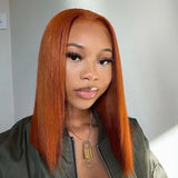 Braelin | Perruque Bob Lace Cheveux Humains Couleur Gingembre Pré-épilée