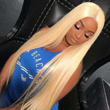 Perruque frontale complète 3D 13x4 en cheveux humains blonds 613 avec dentelle HD et pré-épilée