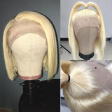 Perruque courte frontale 13x4 Bob en cheveux humains blonds 613 avec dentelle HD pré-épilée en 3D