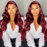 Perruque lace front Jasmine Cherry Cola pré-épilée 13X6 en cheveux humains