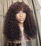 Adelina | Perruque Lace Front Vierge Cheveux Naturels Pré-Épilée | Bouclée Avec Frange