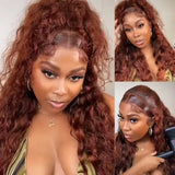 Dominique | Perruque Lace Front Cheveux Humains Ondulés Châtain Roux/Auburn