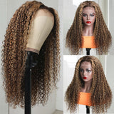 Karla | Honey Blonde Highlight Preplucked Virgin Human Hair Curly Lace Wig
