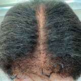Perruque frontale en dentelle KINKY Straight avec cheveux bouclés naturels "baby hair" et bordures fondues