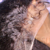 Perruque frontale en dentelle KINKY Straight avec cheveux bouclés naturels "baby hair" et bordures fondues