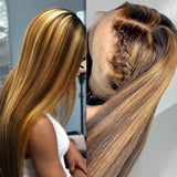 Precious | Highlight Blonde Preplucked Virgin Human Hair Lace Wig Silky Straight