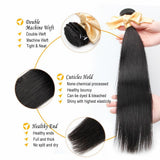 Silky Straight Brazilian Virgin Hair Weave Bundles With 4x4 Closure
