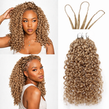 Extensions de Cheveux Humains Blonds Miel Tressés au Crochet Plume Douce