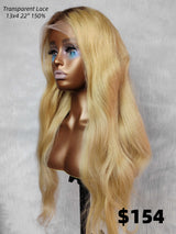 {DERNIÈRE-PIÈCE-DÉSTOCKAGE} Perruque Lace Front Ondulée Naturelle en Cheveux Humains Blonds Mèches
