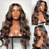 Perruque Body Wave en Cheveux Humains, Lace Frontale Pré-Plucked 13x4/13x6 avec Mèches Blanches