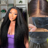Perruque à cordon rehaussé, bonnet dôme, ajustement 3D, closure en dentelle HD pré-coupée, Kinky
