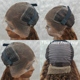Perruque Lace Front Kinky Raide Ombré avec Mèches, Cheveux Humains, 9x6/13x6, Effet Fondant sur la Peau