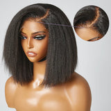 Basia | Perruque Lace Front coupe au carré, cheveux humains, closure Kinky Straight, pré-épilée, partie en C