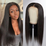 Perruque de Cheveux Humains Lisses Yaki avec Dentelle Frontale 13x6 Effet Peau Fondue