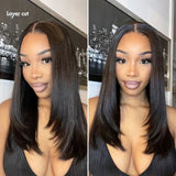 Perruque Bob Couches Cheveux Humains Pré-Pluckée Densité 250% Découpe Invisible 360 Lace