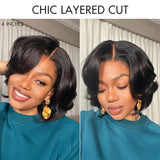 Perruque Pixie Glam 4x4|13x4 courte coupe pixie pré-coiffée Ombre Brune Cheveux Humains Lace Front