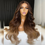 [SalonLux] Perruque frontale en cheveux humains pré-épilés 13x6 avec reflets ombrés et dentelle Skin Melt