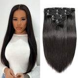 Extensions de Cheveux à Clip Raides, Sans Colle, Tissages de Cheveux Humains Vierges