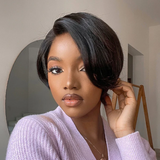 Alva | Perruque Lace Front Pixie Cut Partie Latérale Cheveux Humains Vierges Déjà Épilée