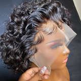 Perruque Lace Front 13x4 Pixie Cut en Cheveux Humains, Coiffée et Pré-épilée