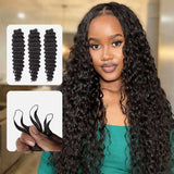 Extensions de cheveux humains Soft Feather Crochet Braid, noir naturel/multicolore
