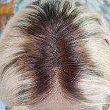 {50 % de réduction} Perruque Lace Front Ondulée en Cheveux Humains Blonds Cendrés Ombrés 13x4