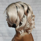{50 % de réduction} Perruque Lace Front Ondulée en Cheveux Humains Blonds Cendrés Ombrés 13x4