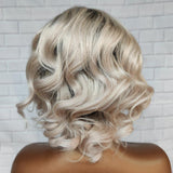 {50 % de réduction} Perruque Lace Front Ondulée en Cheveux Humains Blonds Cendrés Ombrés 13x4