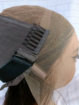 Perruque Ondulée en Cheveux Humains, Modèle Lace Skin Melt, Texture Yaki Légère Superposée, Ombré Marron, Taille 9x6/13x6